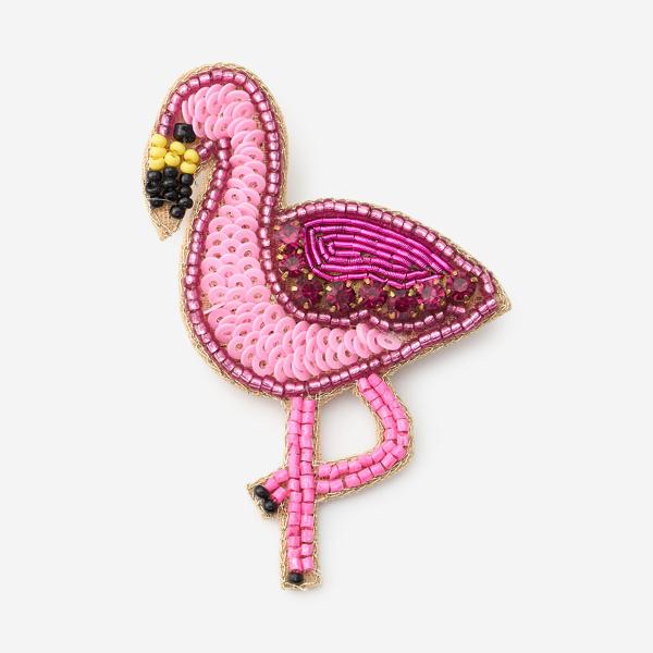 ビーズブローチ FLAMINGO